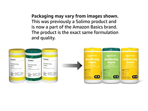 Amazon Brand - Solimo Disinfecting Wipes, Lemon Scent & Fresh Scent, Sanitizes/Cleans/Disinfects/Deodorizes, 75 Count (Pack of 3)