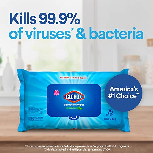 Clorox Disinfecting Wipes Value Pack, 3x 75ct Crisp Lemon and Fresh Scent Canister and 3x 75ct Easy Pull Moisture Seal Pack