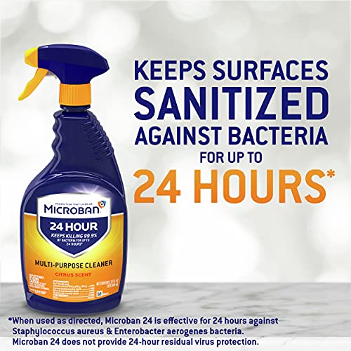 Microban Disinfectant Spray, 24 Hour Sanitizing and Antibacterial Spray, All Purpose Cleaner, Citrus Scent, 4 Count, 22 fl oz Each