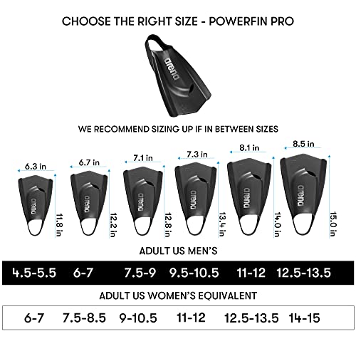 arena Powerfin PRO Swim Training Fins, Black, 9.5-10.5