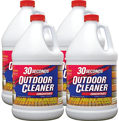 30 SECONDS Outdoor Mold & Mildew Stain Remover | Concentrate | 128 fl oz | Vinyl Siding Fences Patios & More | 4 Pack