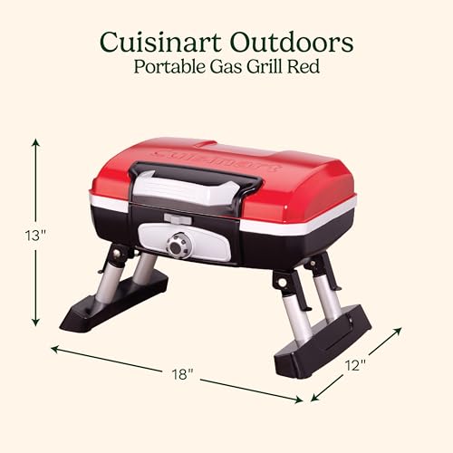 Cuisinart CGG-180T Petit Gourmet Portable Tabletop Propane Gas Grill, Red
