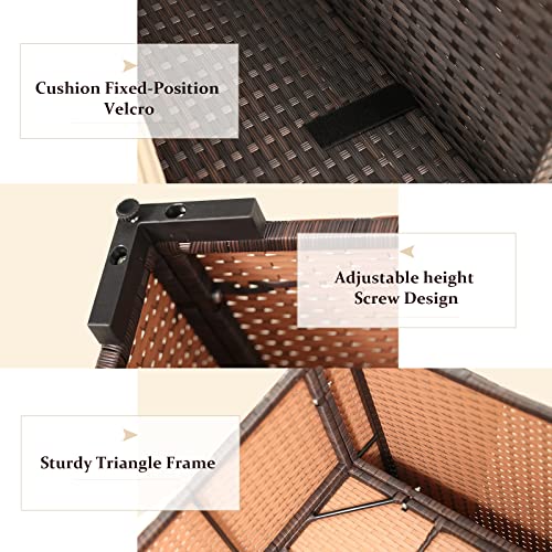 Natural Expressions 5 Piece Wicker Patio Sectional Furniture Sets Outdoor Sofa Rattan Couch,All Weather Conversation Set with Tempered Glass Coffee Table and Cushions,Deck, Poolside,Backyard Porch