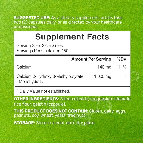 Ultra Strength HMB Supplements 1000mg with Vitamin D3 2000 IU Per Serv, 200 Capsules | Third Party Tested | Supports Muscle Growth, Retention & Lean Muscle Mass - Fast Workout Recovery