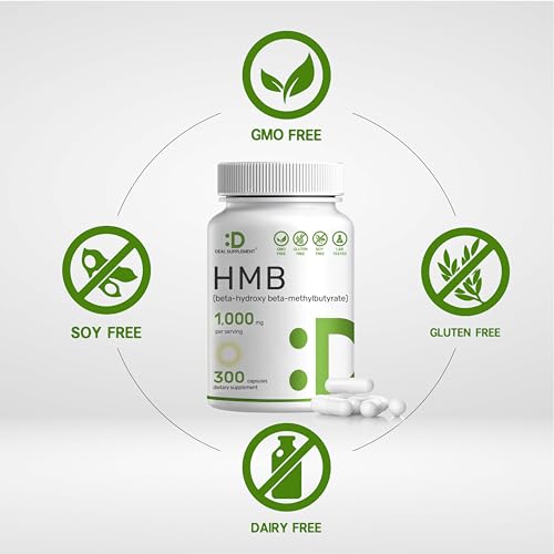 Ultra Strength HMB Supplements 1000mg with Vitamin D3 2000 IU Per Serv, 200 Capsules | Third Party Tested | Supports Muscle Growth, Retention & Lean Muscle Mass - Fast Workout Recovery