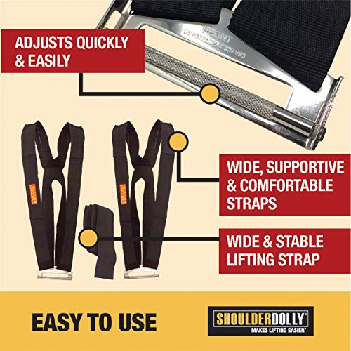 Shoulder Dolly Moving Straps - Lifting Strap for 2 Movers - Move, Lift, Carry, And Secure Furniture, Appliances, Heavy, Bulky Objects Safely, Efficiently, More Easily Like The Pros - Essential Moving Supplies - LD1000