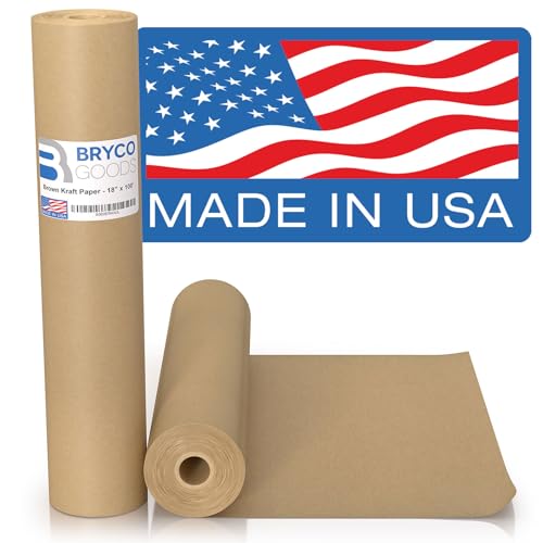 Brown Kraft Paper Roll - 18" x 1,200" (100') Made in The USA - Ideal for Packing, Moving, Gift Wrapping, Postal, Shipping, Parcel, Wall Art, Crafts, Bulletin Boards, Floor Covering, Table Runner