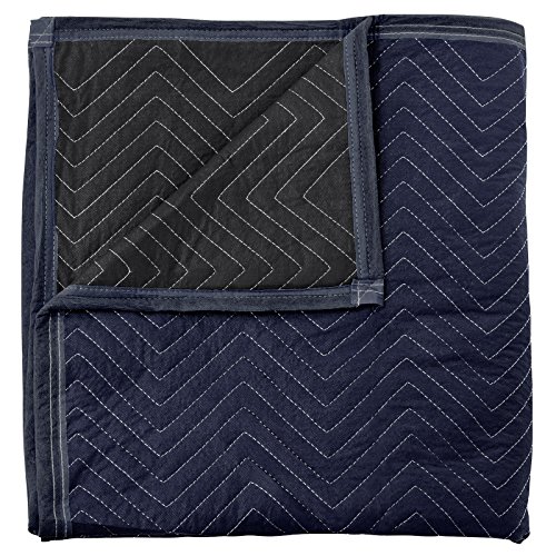 Sure-Max Moving & Packing Blanket - Pro Economy - 80" x 72" (35 lb/dz weight) - Professional Quilted Shipping Furniture Pad Navy Blue and Black - 1 Blanket