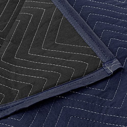 Sure-Max Moving & Packing Blanket - Pro Economy - 80" x 72" (35 lb/dz weight) - Professional Quilted Shipping Furniture Pad Navy Blue and Black - 1 Blanket