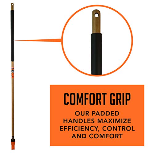 SWOPT 10â Premium Rough Surface Scrub Brush + 60" EVA Foam Comfort Grip Wooden Handle, Combo â Stiff Bristle Cleaning Brush with Interchangeable Long Handle â Clean Outdoor Surfaces Comfortably