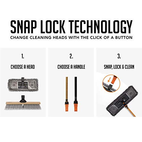 SWOPT 10â Premium Rough Surface Scrub Brush + 60" EVA Foam Comfort Grip Wooden Handle, Combo â Stiff Bristle Cleaning Brush with Interchangeable Long Handle â Clean Outdoor Surfaces Comfortably