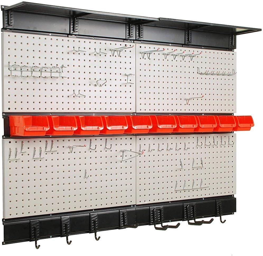 Ultrawall Garage Storage, 48x36 inch Pegboard with Hooks Garage Storage Bins Tool Board Panel Tool Organizer