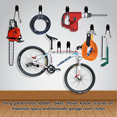 Garage Hooks, 14 Pack Heavy Duty Garage Storage Hooks Wall Mount Utility Hook Steel Double Tool Hangers with Bike Hooks for Hanging and Organizing Ladder Bicycle Stroller, Garden Tools, Bulk Items