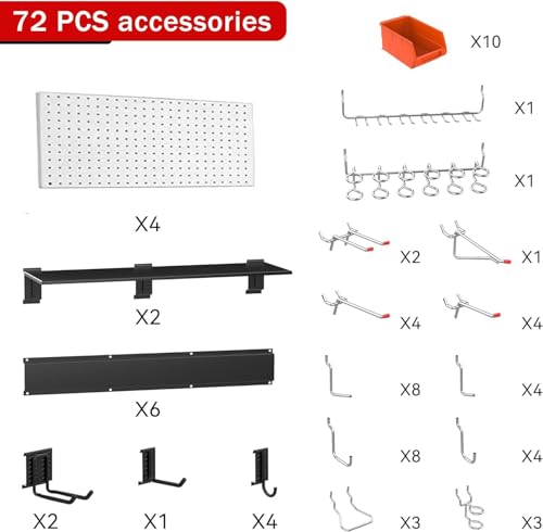 Ultrawall Garage Storage, 48x36 inch Pegboard with Hooks Garage Storage Bins Tool Board Panel Tool Organizer