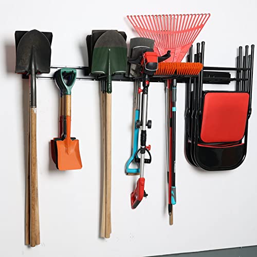 Wallmaster Garage Storage Tool Organizer Rack Heavy Duty Tools Garage Organization Wall Mount Rack Hanger with 6 Hooks 48inch Tracks Max Load 265lb