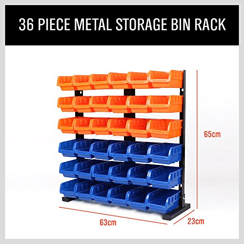 HORUSDY 36-Pcs Bin Storage Rack Shelving Garage Storage