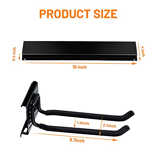 Wallmaster Garage Storage Tool Organizer Rack Heavy Duty Tools Garage Organization Wall Mount Rack Hanger with 6 Hooks 48inch Tracks Max Load 265lb