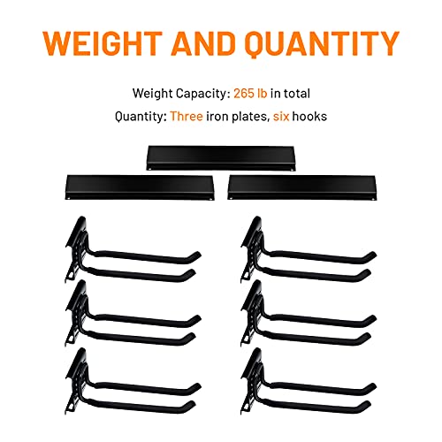 Wallmaster Garage Storage Tool Organizer Rack Heavy Duty Tools Garage Organization Wall Mount Rack Hanger with 6 Hooks 48inch Tracks Max Load 265lb