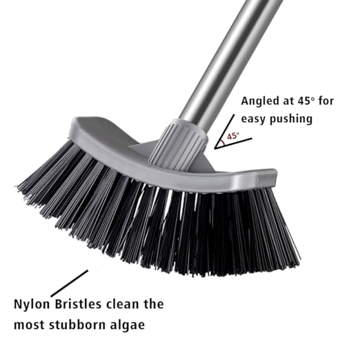 MEIBEI Hot Tub Scrub Brush with Long Handle -54", Stiff Bristles Grout Brush, Perfect for Cleaning Bathtub/Spa/Pond and Small Above Ground Pool