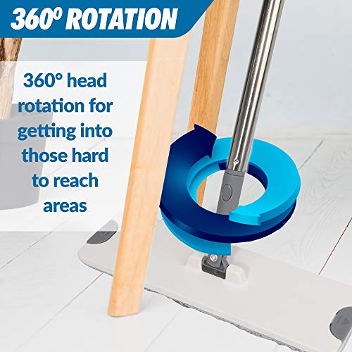 X3 Flat Floor Mop and Bucket Set, Separates Dirty and Clean Water, 3-Chamber Design, Hands Free Home Floor Cleaning, 3 Reusable Microfiber Mop Pads Included