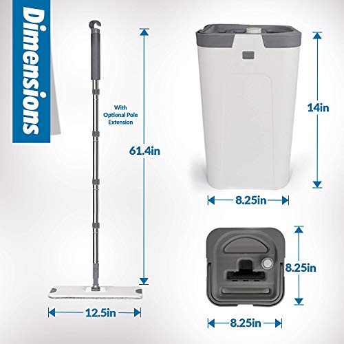 X3 Flat Floor Mop and Bucket Set, Separates Dirty and Clean Water, 3-Chamber Design, Hands Free Home Floor Cleaning, 3 Reusable Microfiber Mop Pads Included