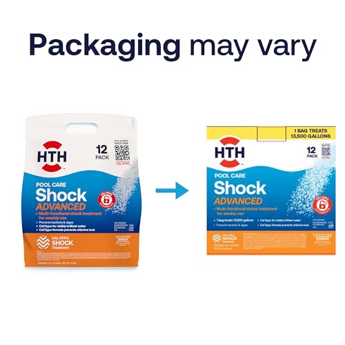 HTH Pool Care Shock Advanced, Swimming Pool Chemical Prevents Bacteria & Algae, Cal Hypo Formula, 1 lb (Pack of 12)