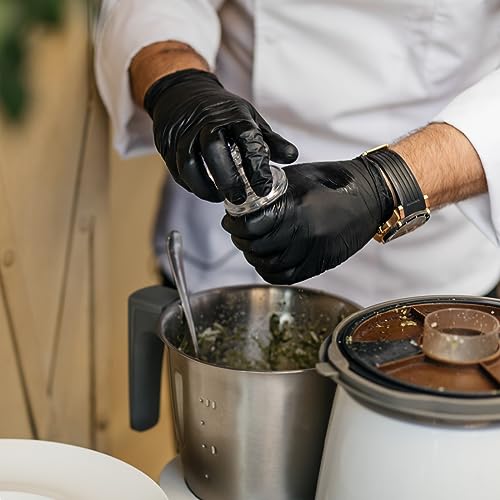 ForPro Disposable Nitrile Gloves, Chemical Resistant, Powder-Free, Latex-Free, Non-Sterile, Food Safe, 4 Mil, Black, Medium, 100-Count