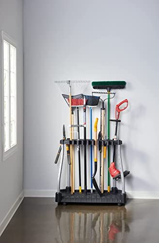 Rubbermaid Garage Tool Tower Rack, Organizes up to 40 Long-Handled Tools, Easy to Assemble - Black (2140834)