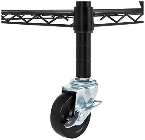 Amazon Basics 5-Shelf Adjustable, Heavy Duty Storage Shelving Unit on 4'' Wheel Casters, Metal Organizer Wire Rack, Black (30L x 14W x 64.75H)