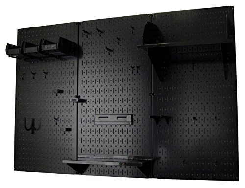 Pegboard Organizer Wall Control 4 ft. Metal Pegboard Standard Tool Storage Kit with Black Toolboard and Black Accessories