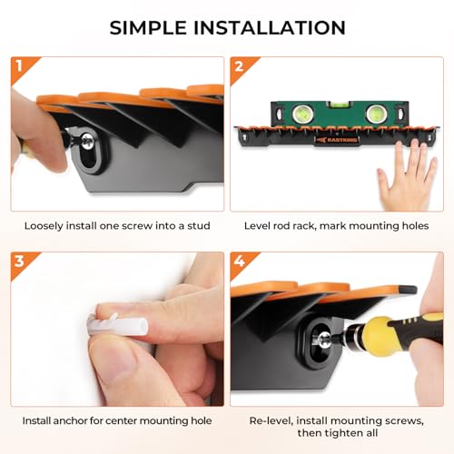 KastKing Patented V15 Vertical Fishing Rod Holder â Wall Mounted Fishing Rod Rack, Store 15 Rods or Fishing Rod Combos in 18 Inches, Great Fishing Pole Holder and Rack