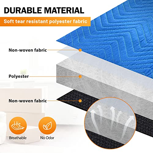 12 Moving Packing Blankets - 80 x 72 Inches (35 lb/dz) Heavy Duty Moving Pads for Protecting Furniture Professional Quilted Shipping Furniture Pads