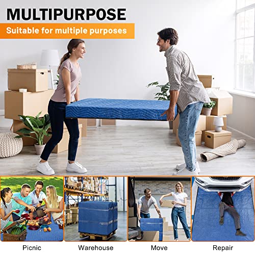 12 Moving Packing Blankets - 80 x 72 Inches (35 lb/dz) Heavy Duty Moving Pads for Protecting Furniture Professional Quilted Shipping Furniture Pads