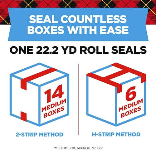 Scotch Heavy Duty Packaging Tape, 1.88" x 22.2 yd, Designed for Packing, Shipping and Mailing, Strong Seal on All Box Types, 1.5" Core, Clear, 6 Rolls with Dispenser (142-6)