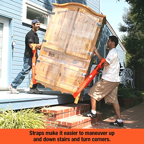 Forearm Forklift 2-Person Lifting and Moving Straps; Lift, Move and Carry Furniture, Appliances, Mattresses or Any Item up to 800 lbs. Safely and Easily Like a Pro, Orange