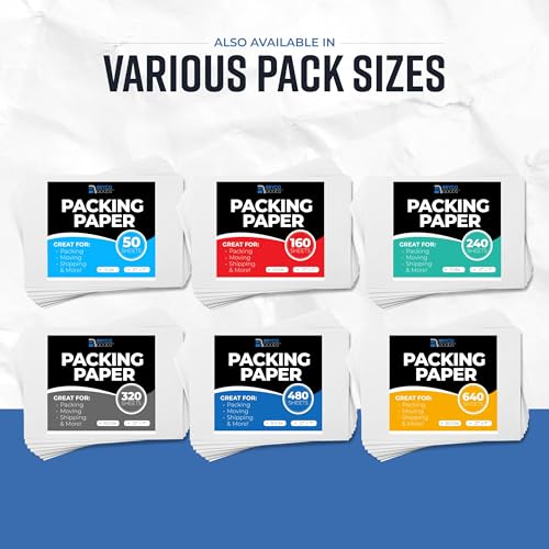 Packing Paper Sheets for Moving - 10lb - 320 Sheets of Newsprint Paper - Must Have in Your Moving Supplies - 27" x 17" - Made in USA