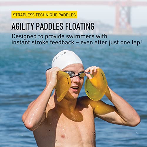 FINIS Strapless Technique Agility Paddles for Swim Training - Floating