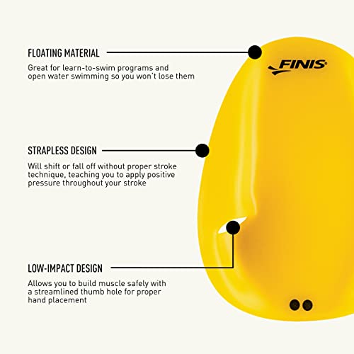 FINIS Strapless Technique Agility Paddles for Swim Training - Floating