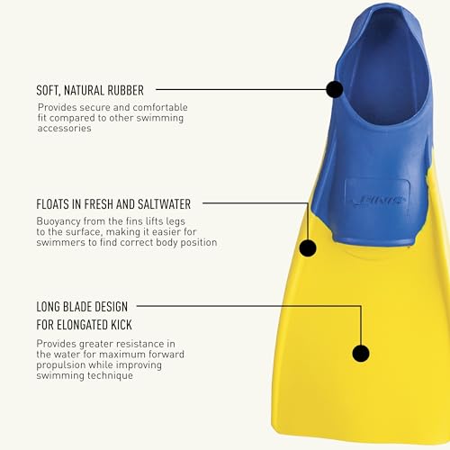 FINIS Long Floating Fins , Blue/Yellow, XS (US Male 1-3 / US Female 2-4) (1.05.037.03)