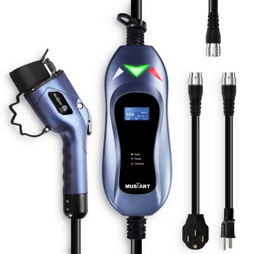 MUSTART TRAVELMASTER Level 2 Portable EV Charger, 25ft Cable, Intelligent Plug Identification Auto-Adjusts Maximum Safe Current 15A/25A/32A Electric Vehicle Plug-in Charging Station (2-Gen)