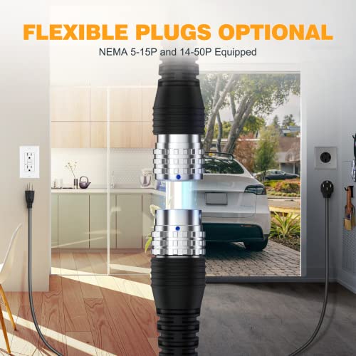 MUSTART TRAVELMASTER Level 2 Portable EV Charger, 25ft Cable, Intelligent Plug Identification Auto-Adjusts Maximum Safe Current 15A/25A/32A Electric Vehicle Plug-in Charging Station (2-Gen)