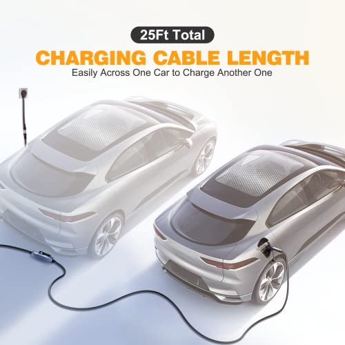 MUSTART TRAVELMASTER Level 2 Portable EV Charger, 25ft Cable, Intelligent Plug Identification Auto-Adjusts Maximum Safe Current 15A/25A/32A Electric Vehicle Plug-in Charging Station (2-Gen)