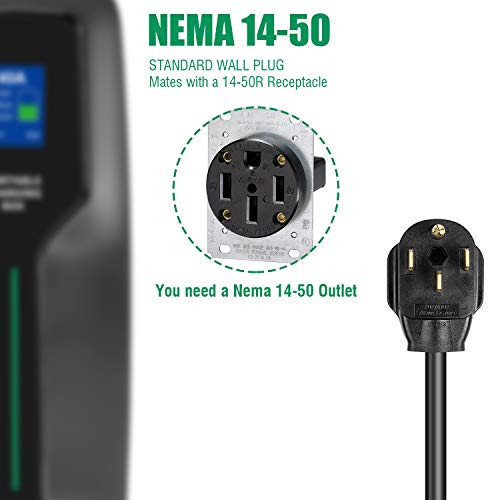 LEFANEV 40Amp EV Charger Level 2,25ft NEMA 14-50 9.68KW Portable Electric Vehicle Charging Station for Electric and Hybrid Vehicles