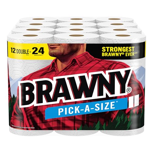 BrawnyÂ® Pick-A-SizeÂ® Paper Towels, 12 Double Rolls = 24 Regular Rolls
