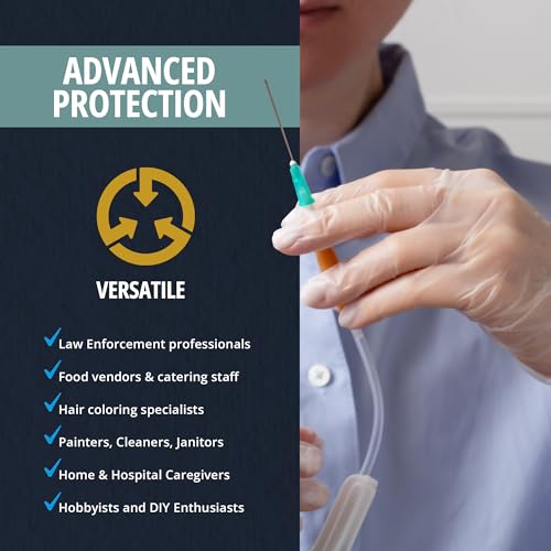 Med PRIDE Medical Vinyl Examination Gloves (Large, 100-Count) Latex Free Rubber | Disposable, Ultra-Strong, Clear | Fluid, Blood, Exam, Healthcare, Food Handling Use | No Powder