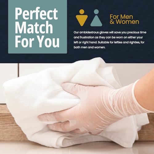 Med PRIDE Medical Vinyl Examination Gloves (Large, 100-Count) Latex Free Rubber | Disposable, Ultra-Strong, Clear | Fluid, Blood, Exam, Healthcare, Food Handling Use | No Powder