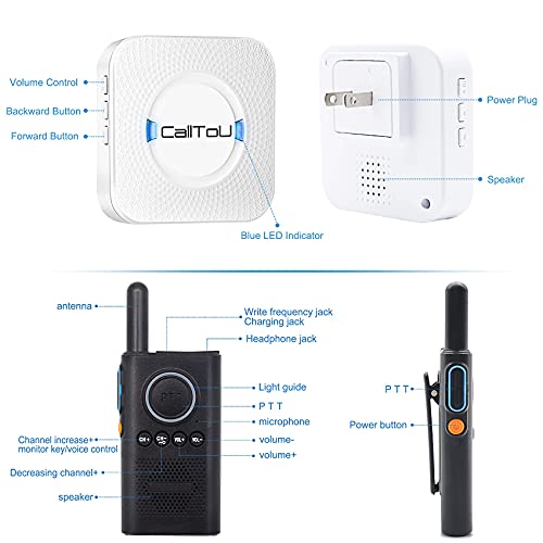CallToU Caregiver Pager Wireless Alert Button Home Intercom System Long Range 2 Way Radio for Elderly/Patient/Pregnant/Home/Office