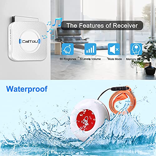 CallToU Caregiver Pager Wireless Alert Button Home Intercom System Long Range 2 Way Radio for Elderly/Patient/Pregnant/Home/Office