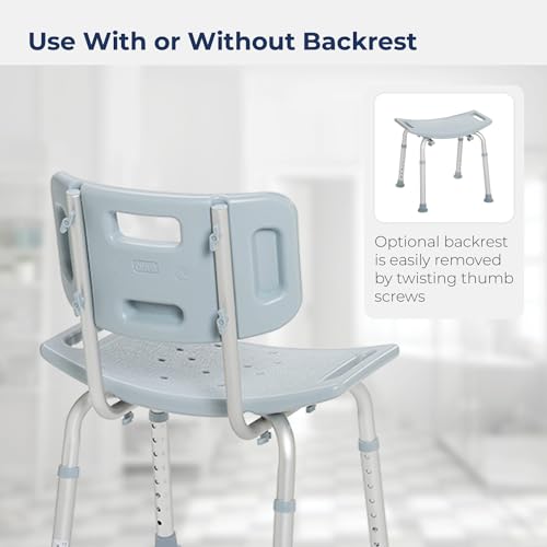 Drive Medical RTL12202KDR Bathroom Bench with Back, Gray