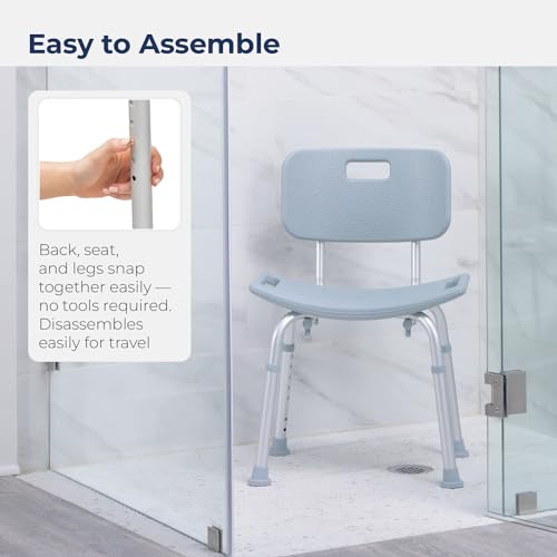 Drive Medical RTL12202KDR Bathroom Bench with Back, Gray